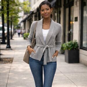 Boden Gray Women's Belted cardigan, wool, alpaca blend